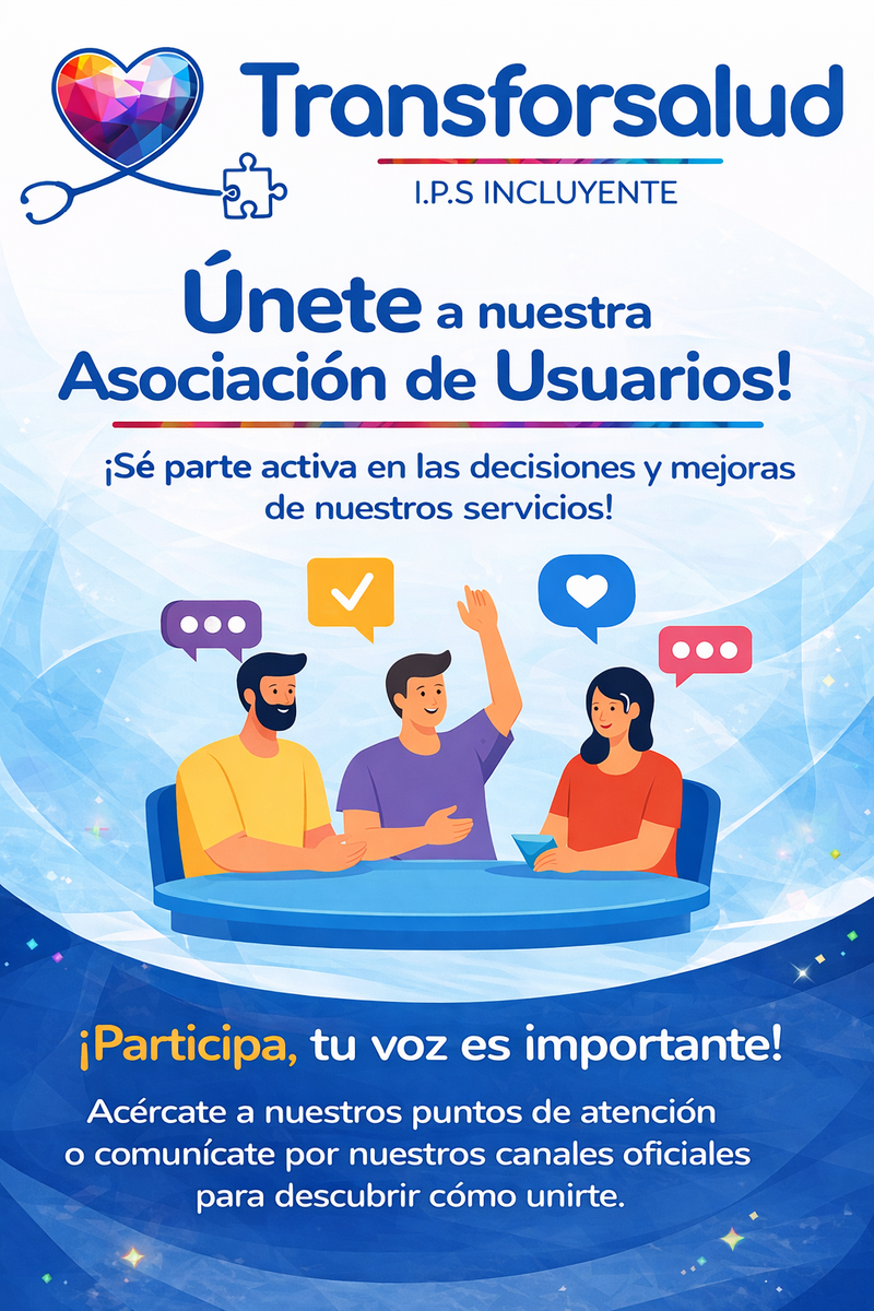CONVOCATORIA ASOCIACIÓN DE USUARIOS Transforsalud IPS Incluyente Ibague, Colombia